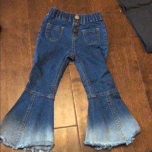 Bell bottom blue jeans